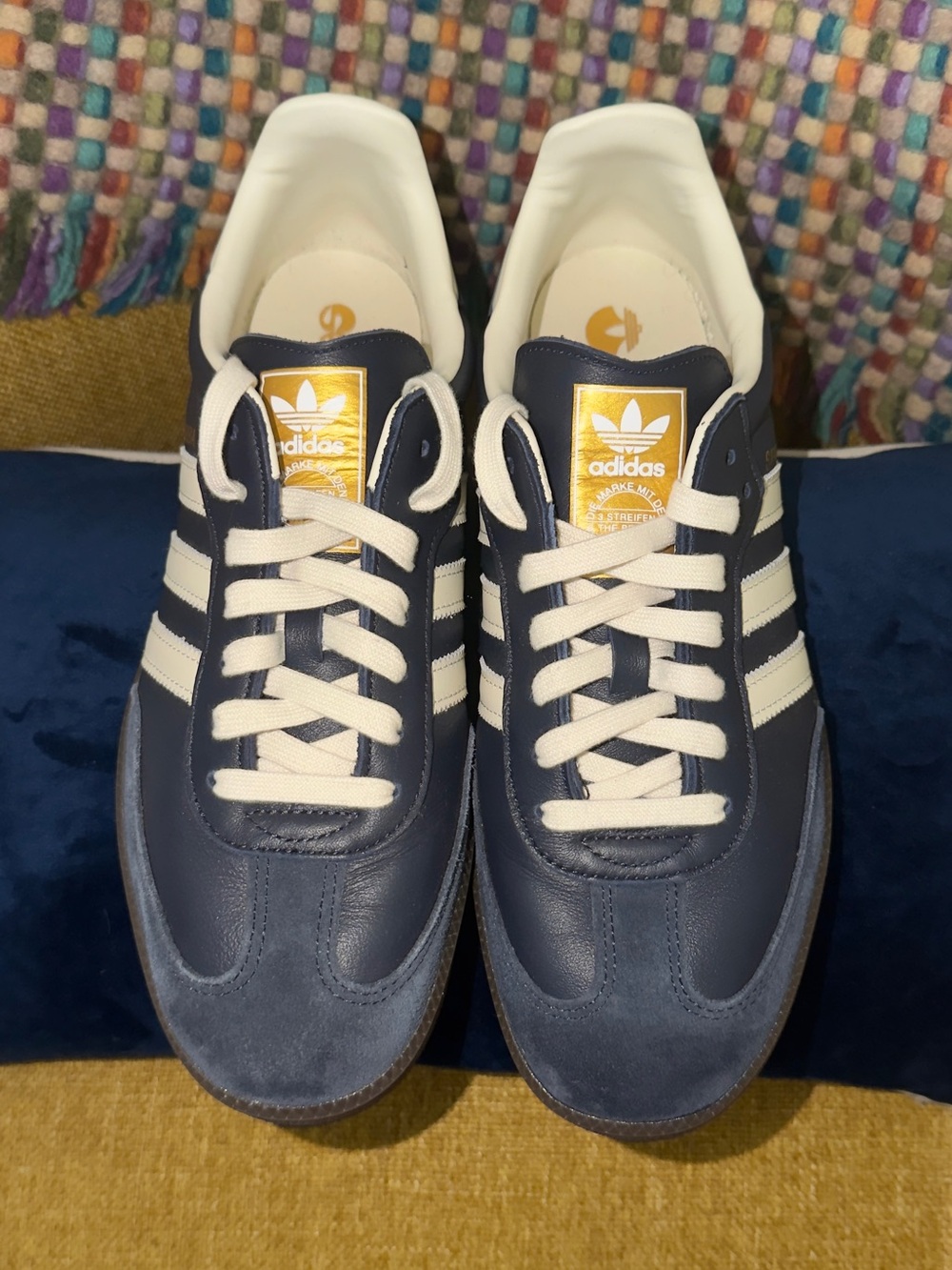 Adidas Men’s Navy and Cream Classic Samba Sneakers OG 'Night Navy Gum'